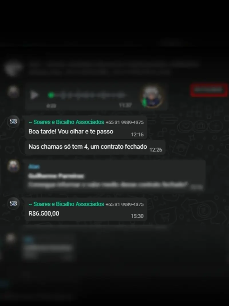 Feedback Soares e Bicalho, contrato de R$ 6.500